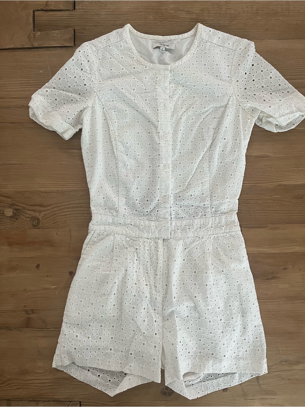 Madewell White Structured Short Romper with Open Back